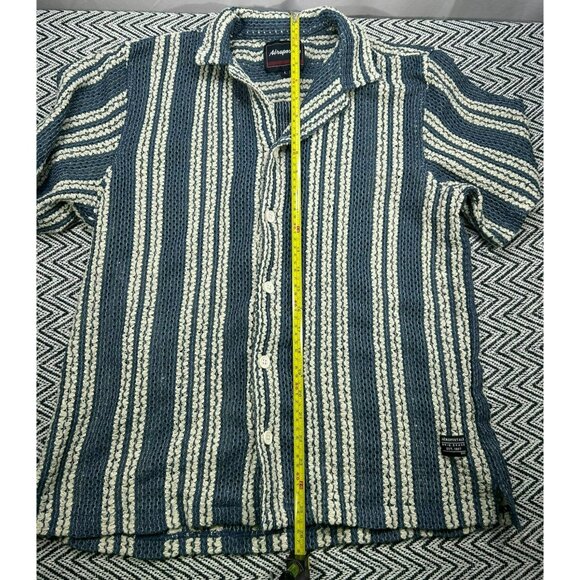 Aeropostale Other - Aeropostale Men's Striped Button-Up Shirt L Blue White Textured Knit Casual Top